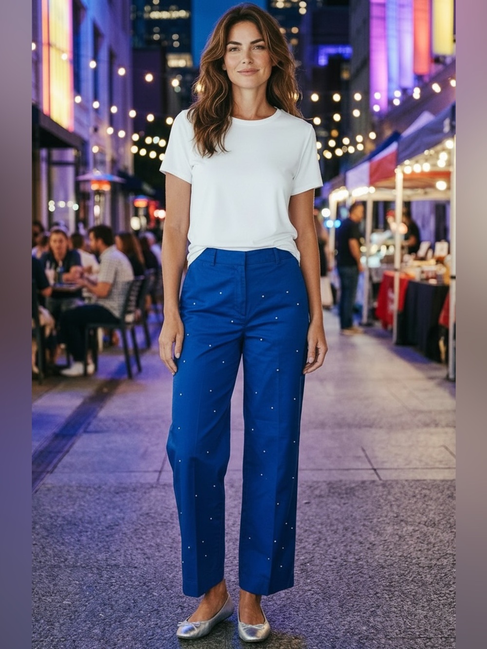 J. Crew Full Length “Sydney” Wide-Leg Chino Pants with Rhinestones NWT (O)